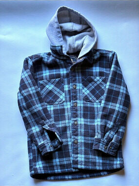 Freedom Foundry Youth Super Plush Flannel Shirt Hooded Jacket Blue & Black
